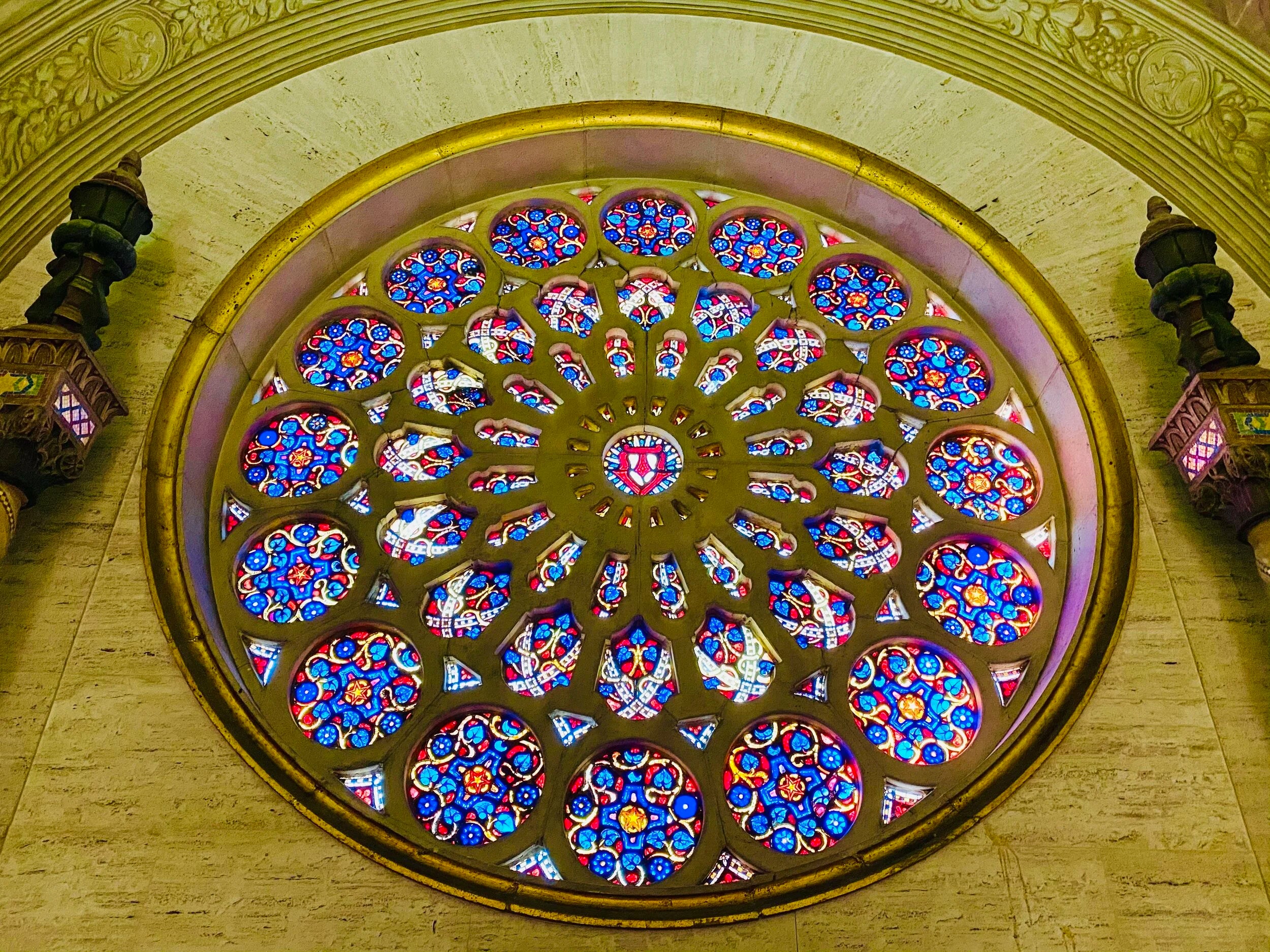 Rose window at neighboring Mountain View Mausoleum